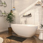CASAINC 59/63/67/71" Solid Surface Freestanding Bathtub, Egg Shell Shaped Stone Resin Freestanding Tubs, Contemporary Oval Soaking Tub with Overflow and  Drain, Matte White