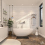 CASAINC 59/63/67/71" Solid Surface Freestanding Bathtub, Egg Shell Shaped Stone Resin Freestanding Tubs, Contemporary Oval Soaking Tub with Overflow and  Drain, Matte White