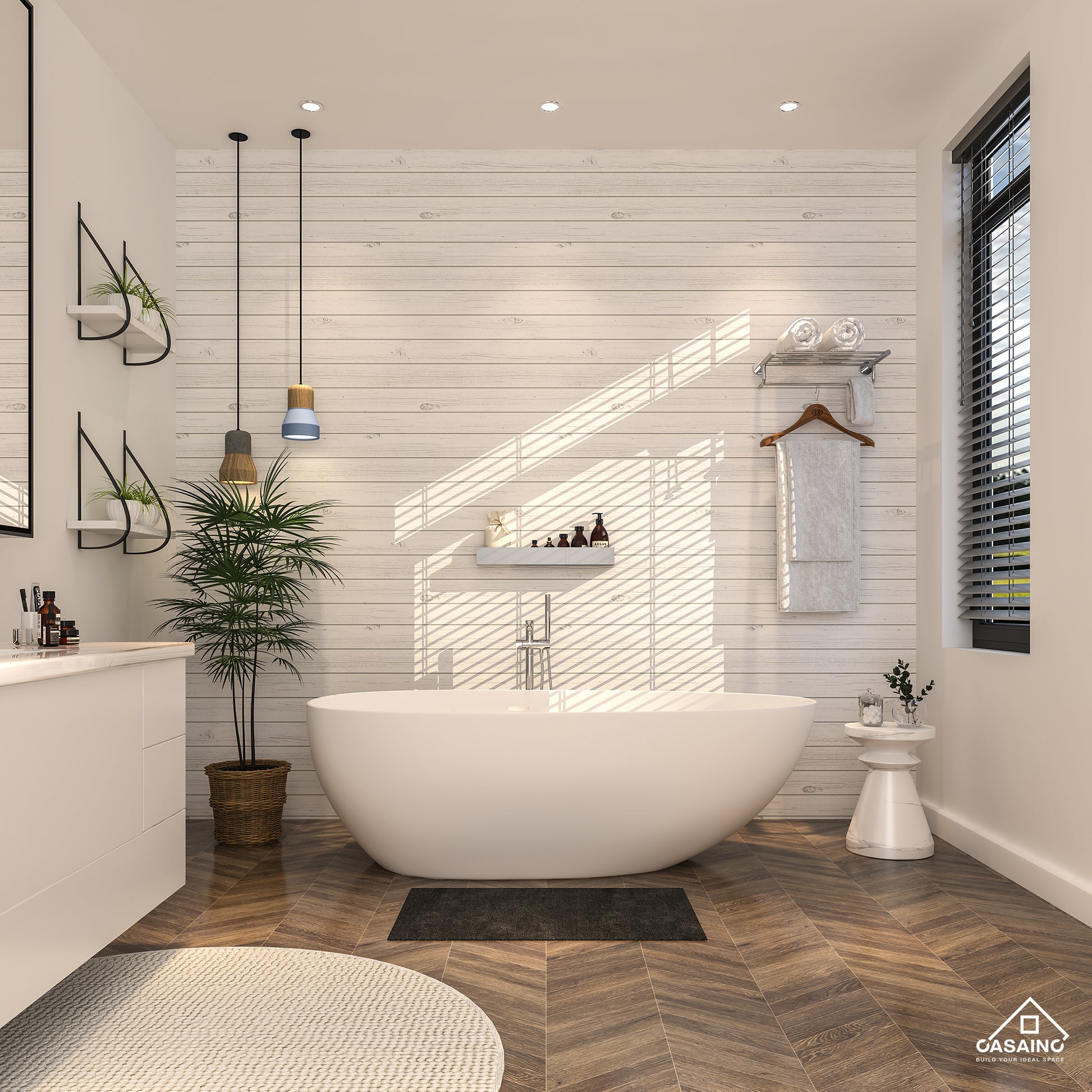 CASAINC 59/63/67/71" Solid Surface Freestanding Bathtub, Egg Shell Shaped Stone Resin Freestanding Tubs, Contemporary Oval Soaking Tub with Overflow and  Drain, Matte White