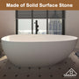CASAINC 59/63/67/71" Solid Surface Freestanding Bathtub, Egg Shell Shaped Stone Resin Freestanding Tubs, Contemporary Oval Soaking Tub with Overflow and  Drain, Matte White