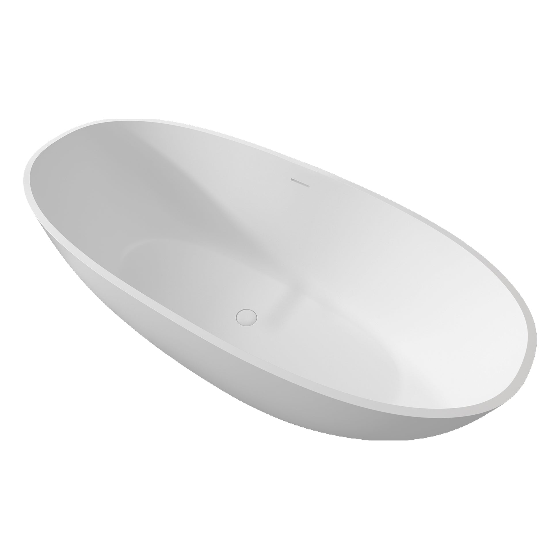 55 inches  Solid Surface Free-Standing Bathtub with Center  Drain in Matte White