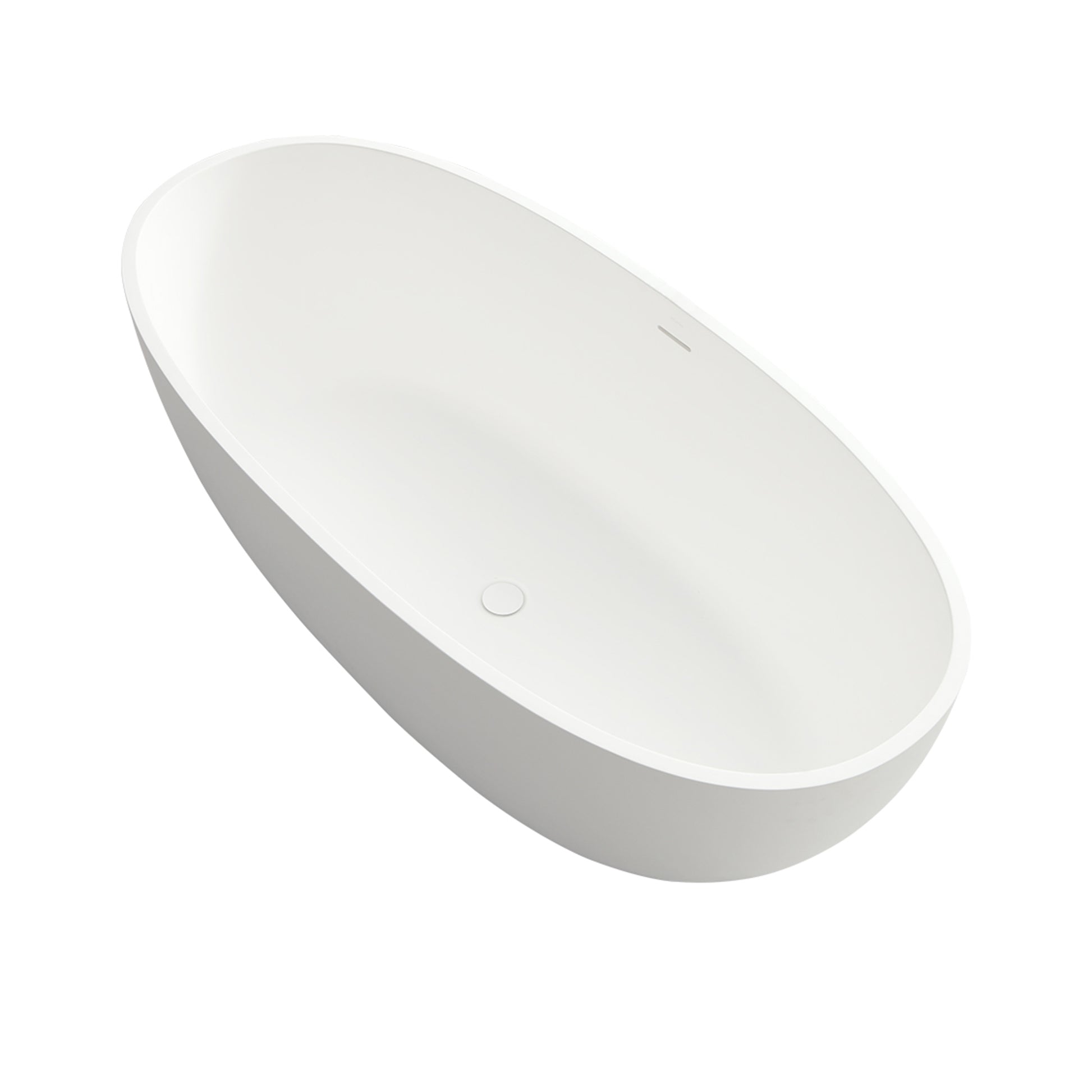 55 inches  Solid Surface Free-Standing Bathtub with Center  Drain in Matte White