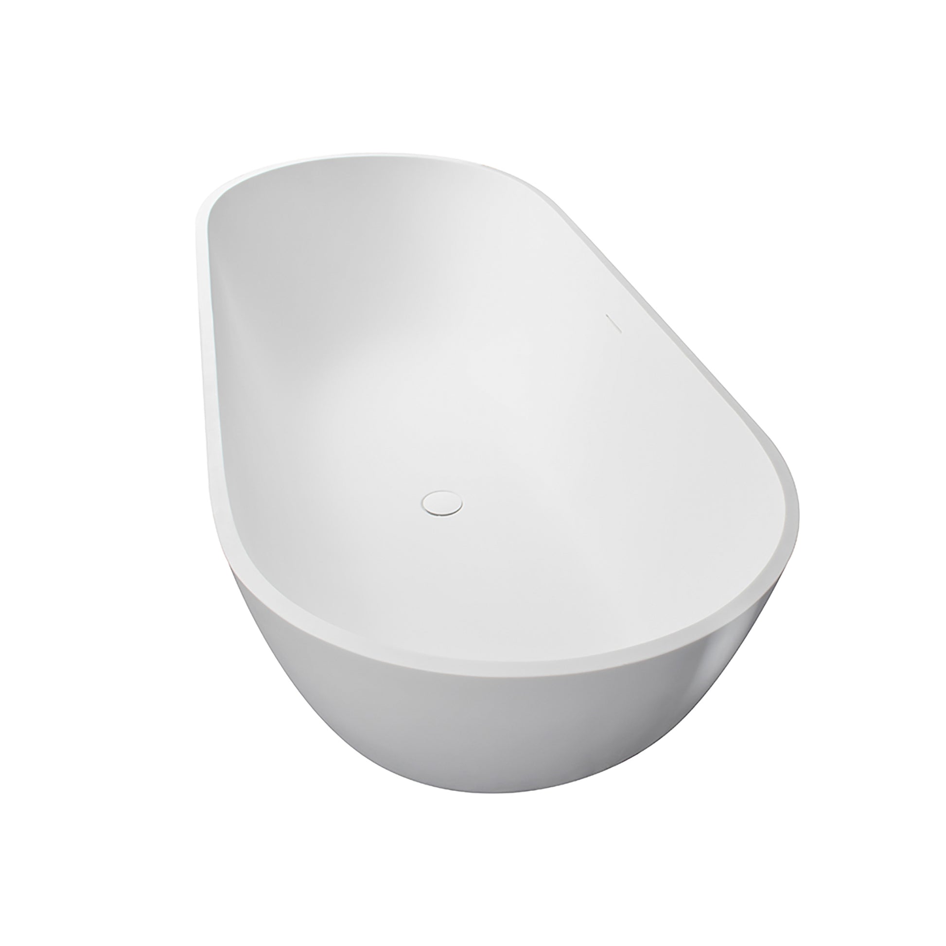 59 inches Solid Surface Free-Standing Bathtub with Center Drain in Matte White