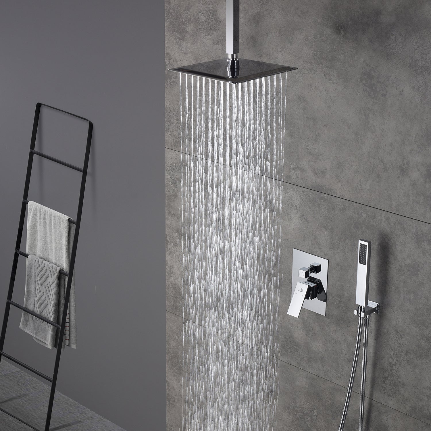 Casainc 2 Function 10" Ceiling Mount Dual Shower Heads Shower System In Black