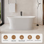 61" Hand-Polished Matte White Freestanding Bathtub with Pedestal Base