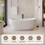 63" Freestanding Solid Surface Stone Bathtub with Symmetrical Moon Design