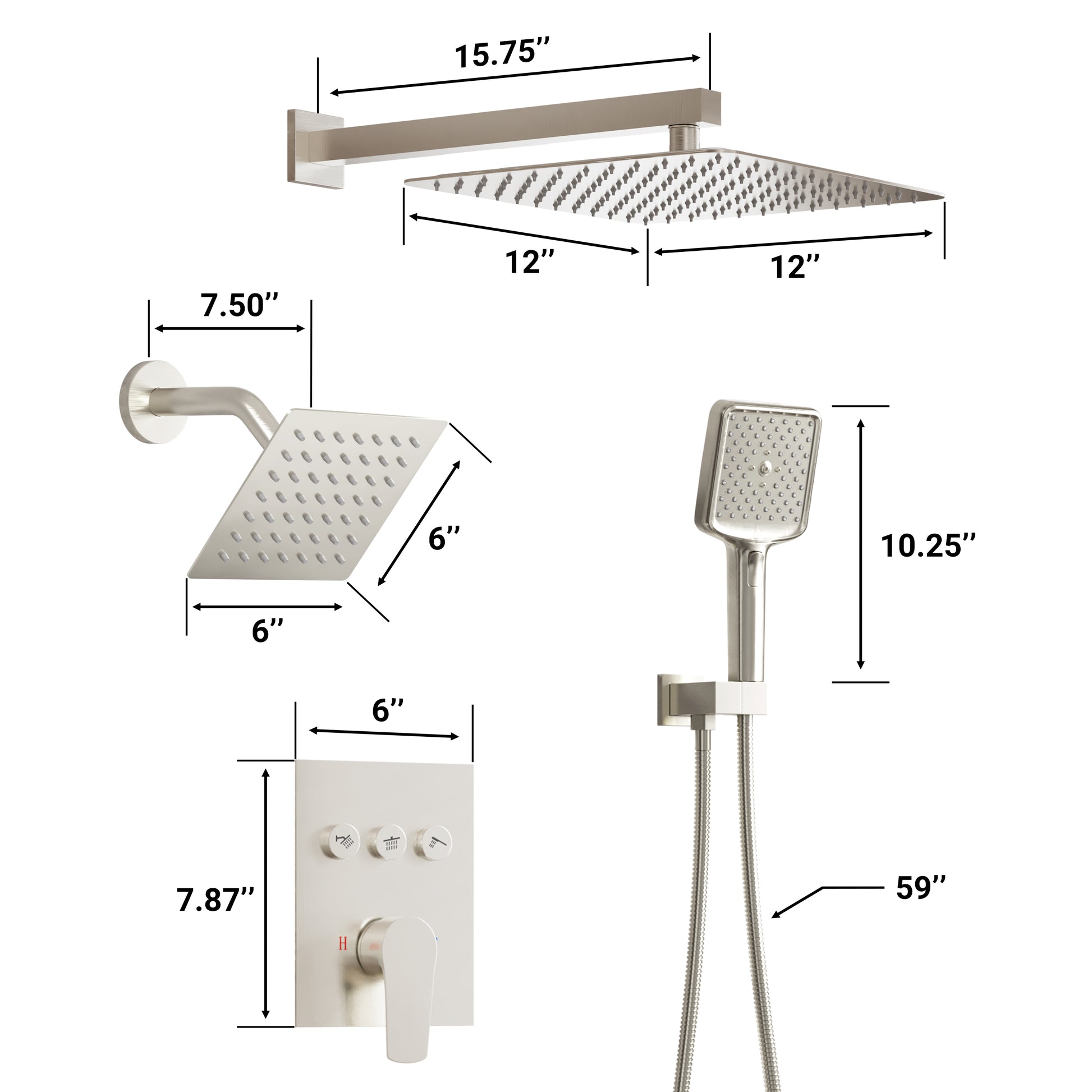 12-inch Dual Shower System with 4-Function Handheld Shower