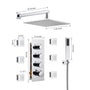 12" Thermostatic LED Shower System Wall-Mount Rain Showerhead with 6 Body Jets