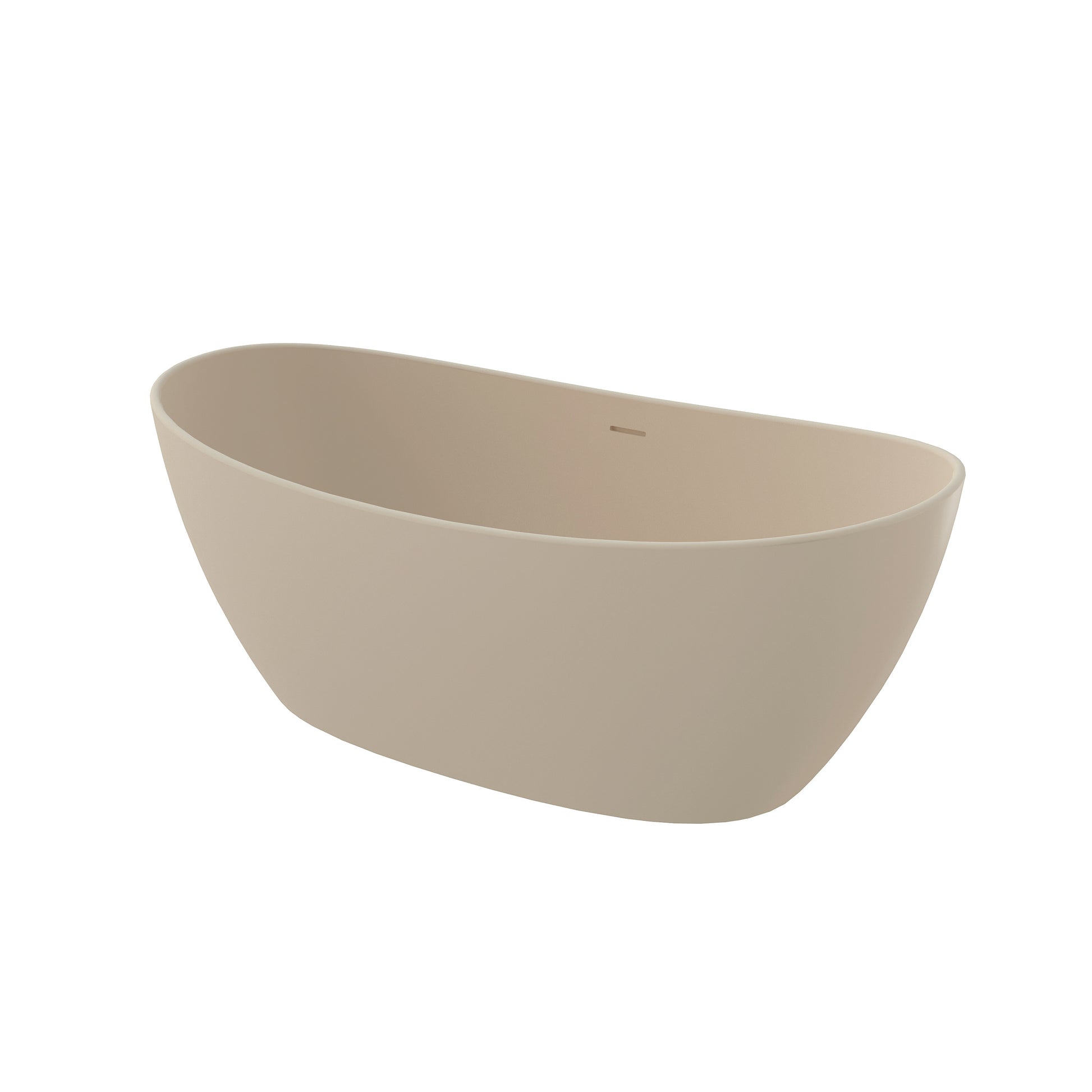 65" Double-Ended Freestanding Solid Surface Bathtub with Modern Cream-Style Soaking