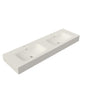 59.5 in. Solid Surface Double Wall-Mounted Basin Sink with 2 Faucet Holes