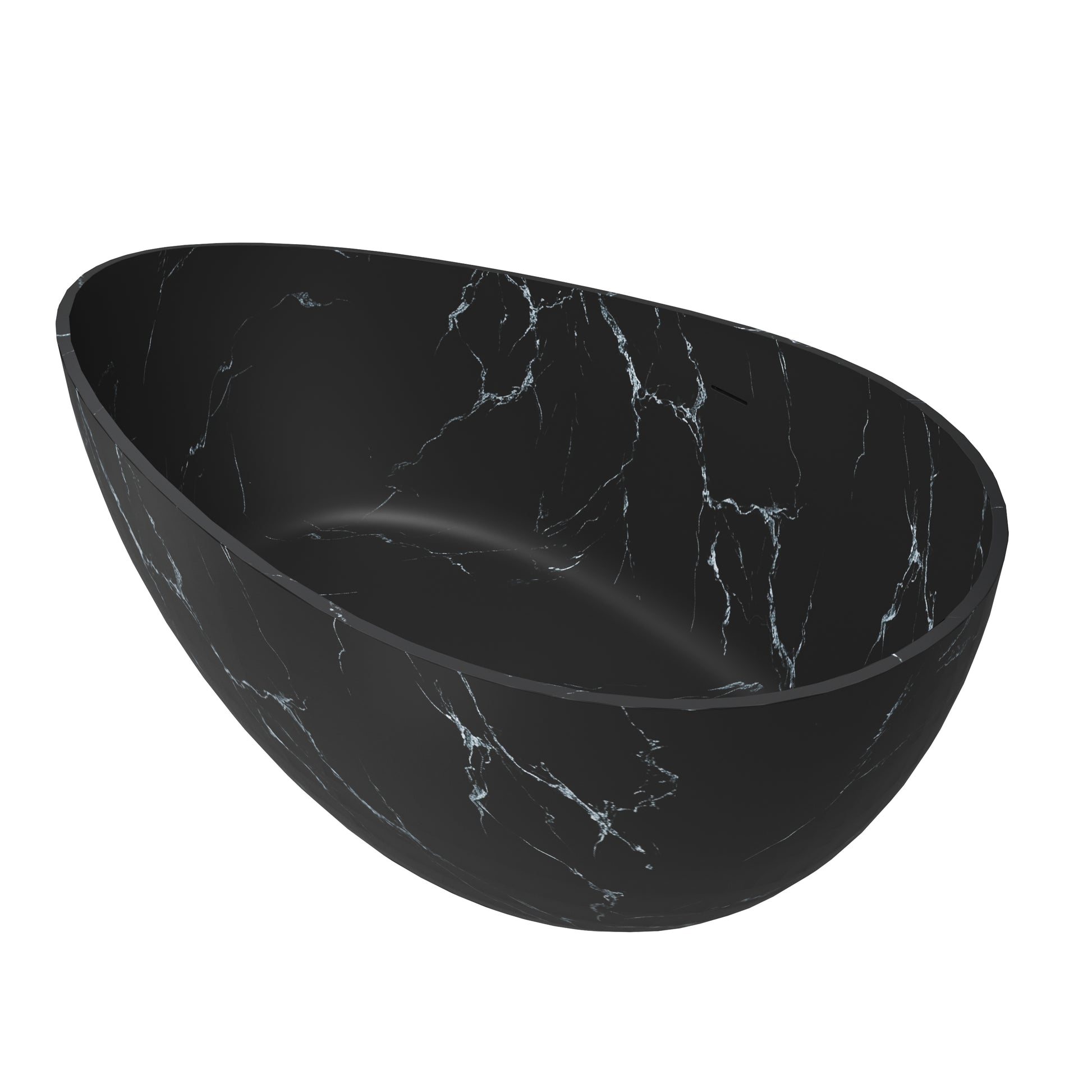 63" Artistic Marble Sculptural Solid Surface Freestanding Soaking Bathtub