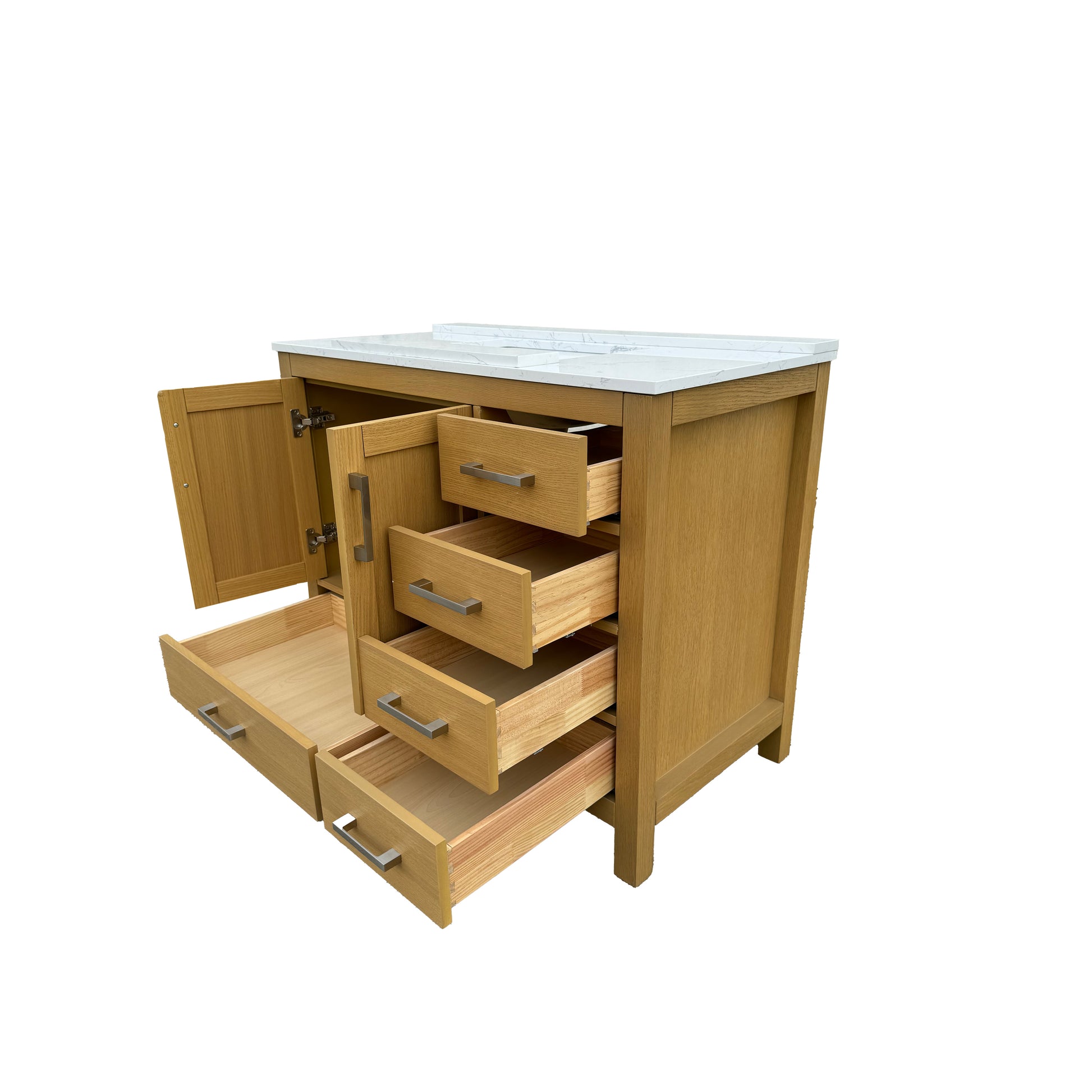 42"/55"/60"/72"/84" Warm Oak Freestanding Bathroom Vanity with Solid Wood Construction