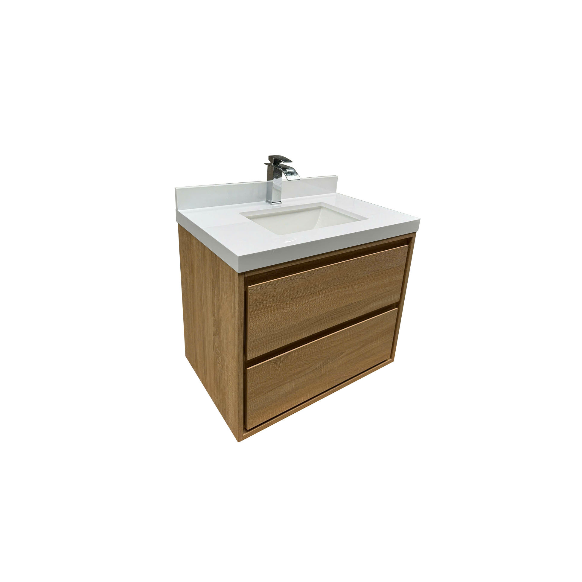30" Wall-mount Single Sink Bathroom Vanity with Marble Top