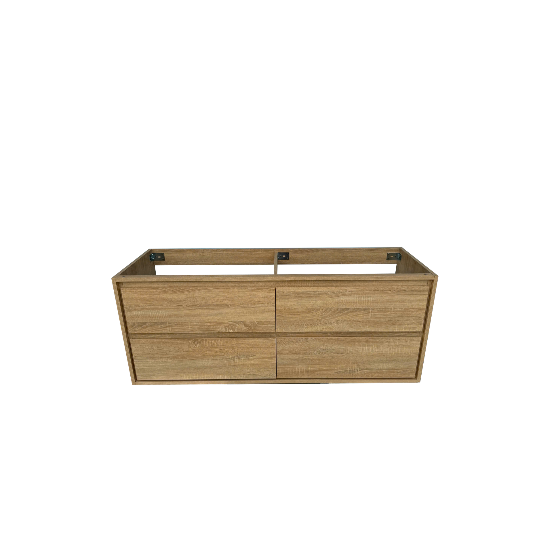 60" Wall-mount Double Sink Bathroom Vanity with Marble Top