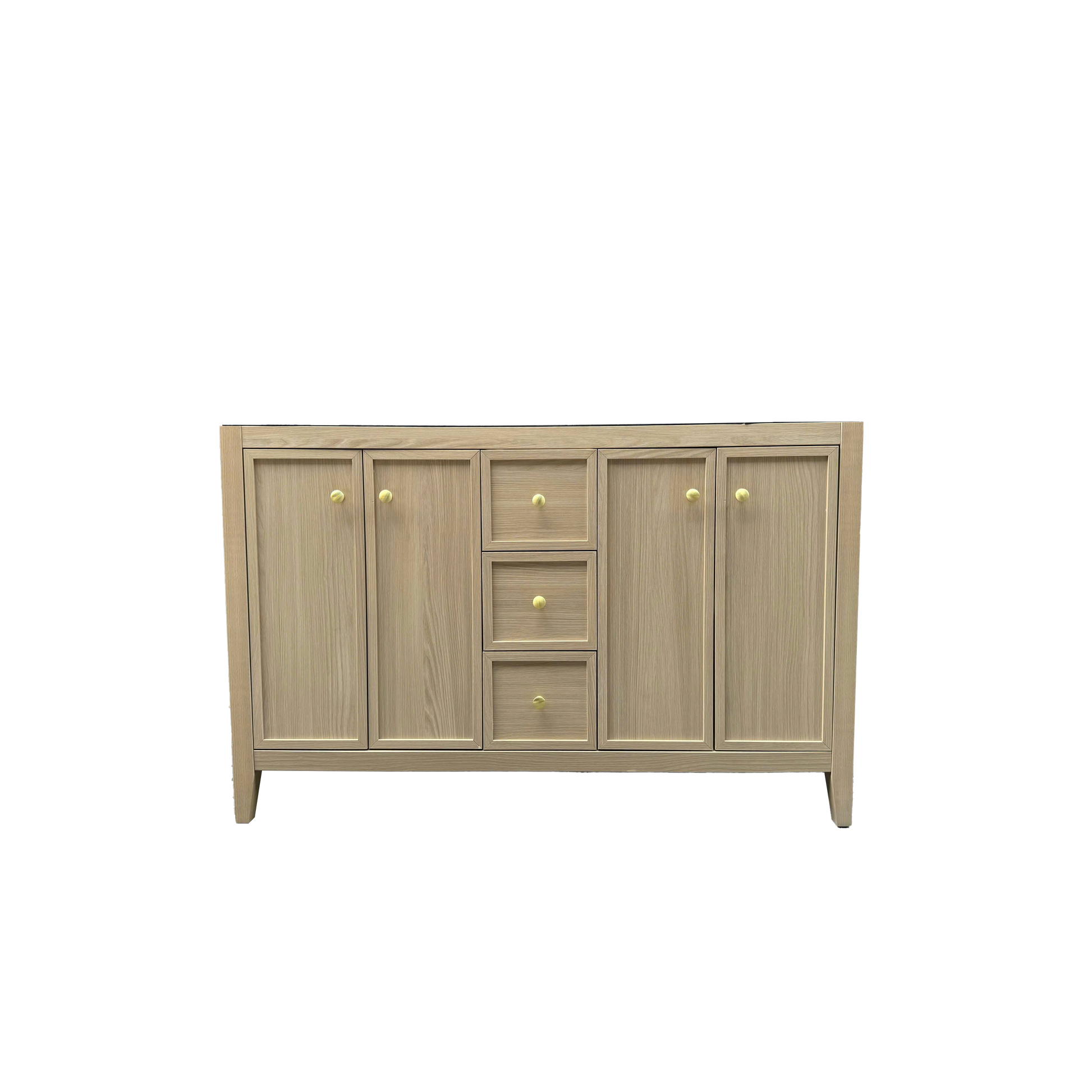 54" Light Oak Freestanding Bathroom Vanity with Double Sink & Marble Top