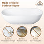CASAINC 59/69" Solid Surface Bathtubs, Stone Resin Freestanding Tubs, Contemporary Oval Soaking Tub with Overflow and  Drain, Matte White