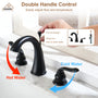 Luxurious Bathroom Sink Faucet Set with Dual Handles and Drain Parts, Matte Black Finish