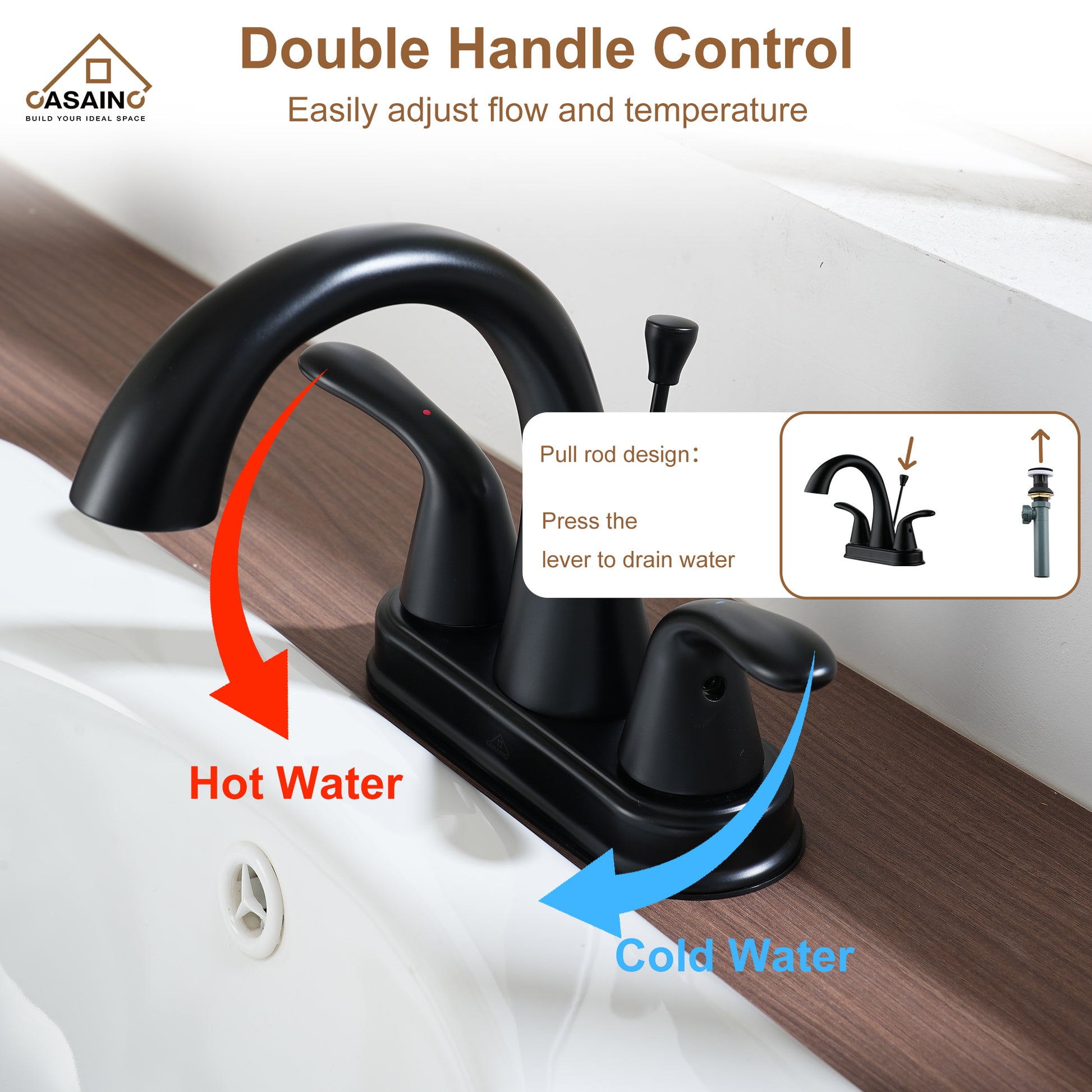 Luxurious Matte Black Bathroom Sink Faucet Set with Dual Handles