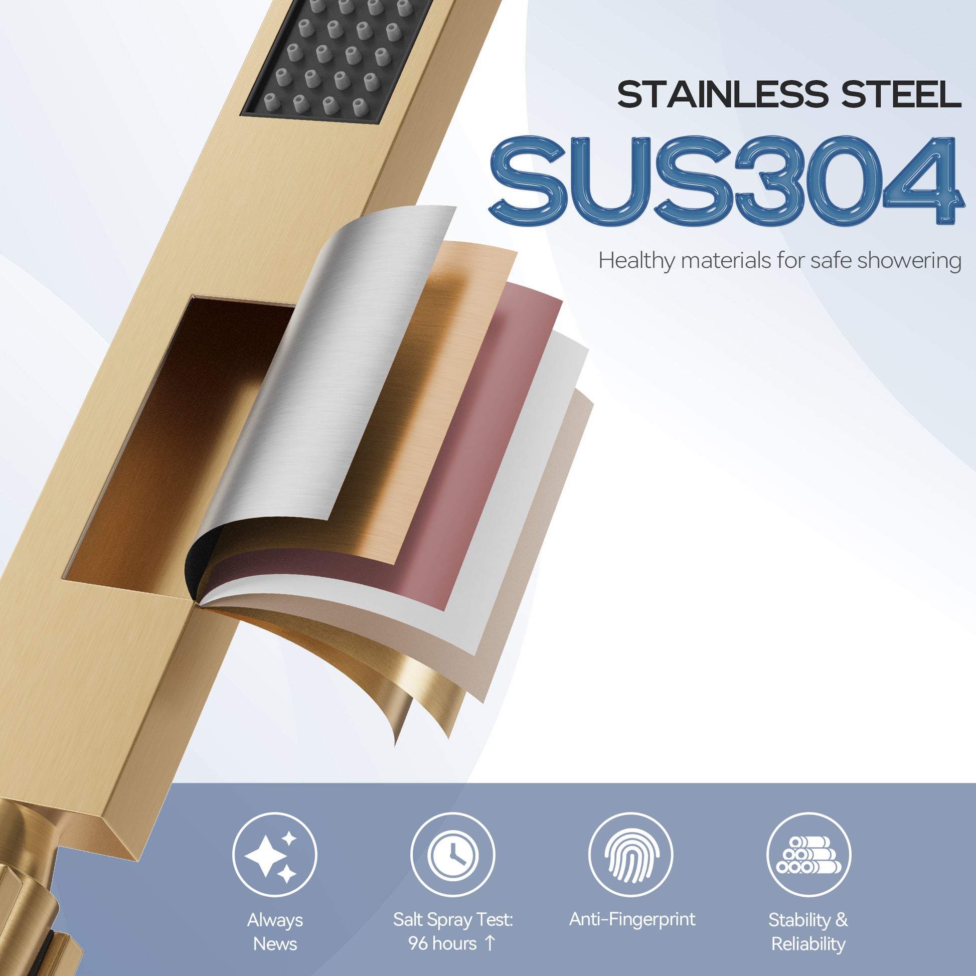 22" Wall Mounted Stainless Steel Shower Systems With Handheld Shower