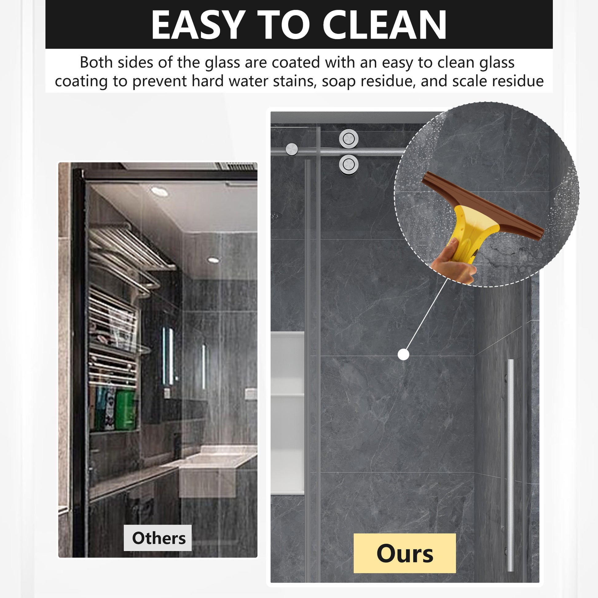 48"x76" Frameless Single Sliding Shower Door Matte Black/Brushed Nickel/Chrome, Reversible Installation