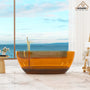 59"/67" Pure Resin Freestanding Transparent Bathtub with Center Drain