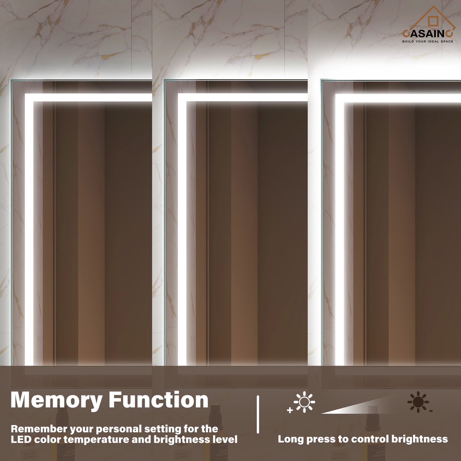 Frameless Rectangular LED Bathroom Mirror with Anti-Fog, Shatter-Proof