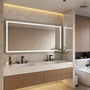 Frameless Rectangular LED Bathroom Mirror with Anti-Fog, Shatter-Proof