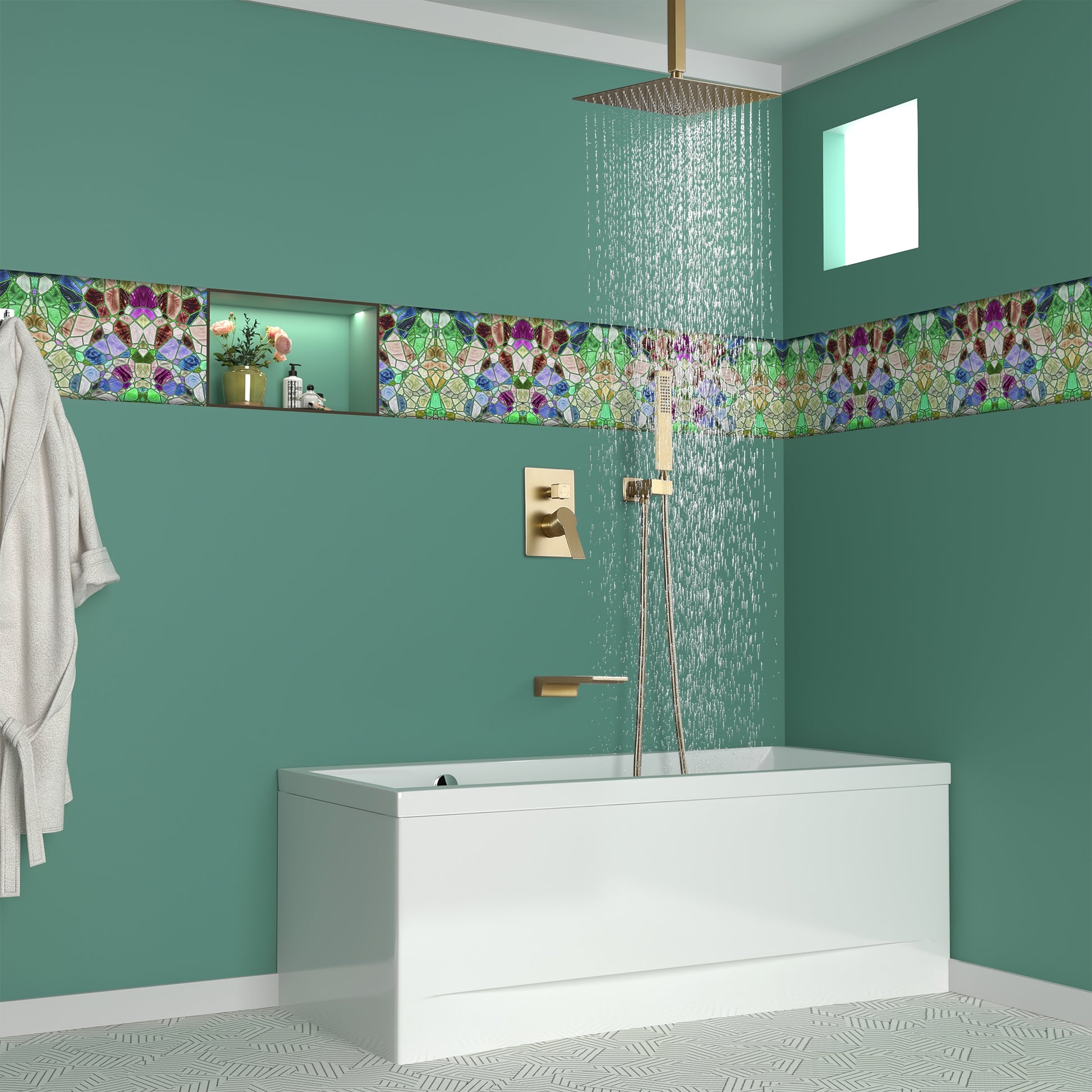 10-inch/12inch Rain Shower System With Handeld & Tub Spout