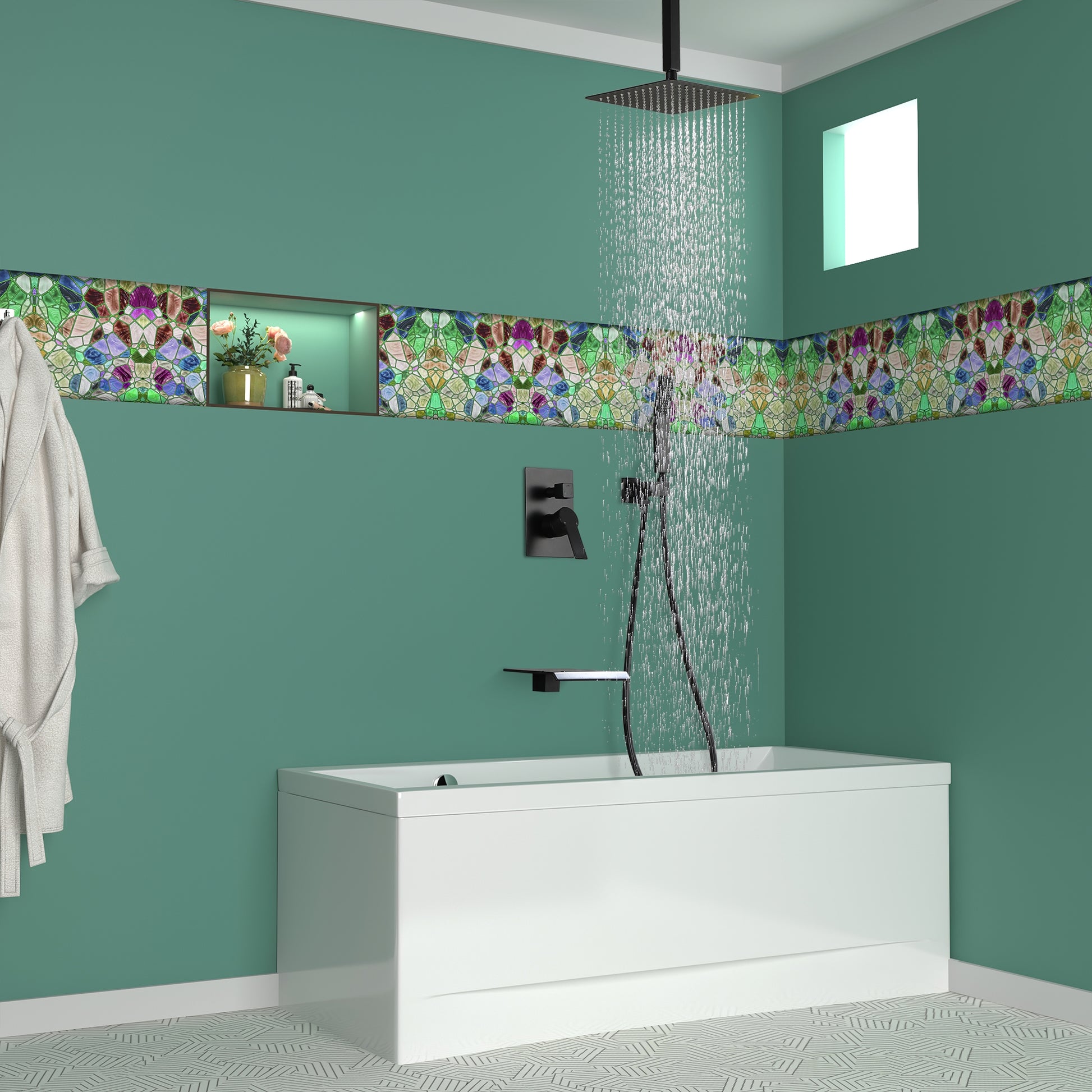 10-inch/12inch 3-Function Shower System With Bathtub Spout