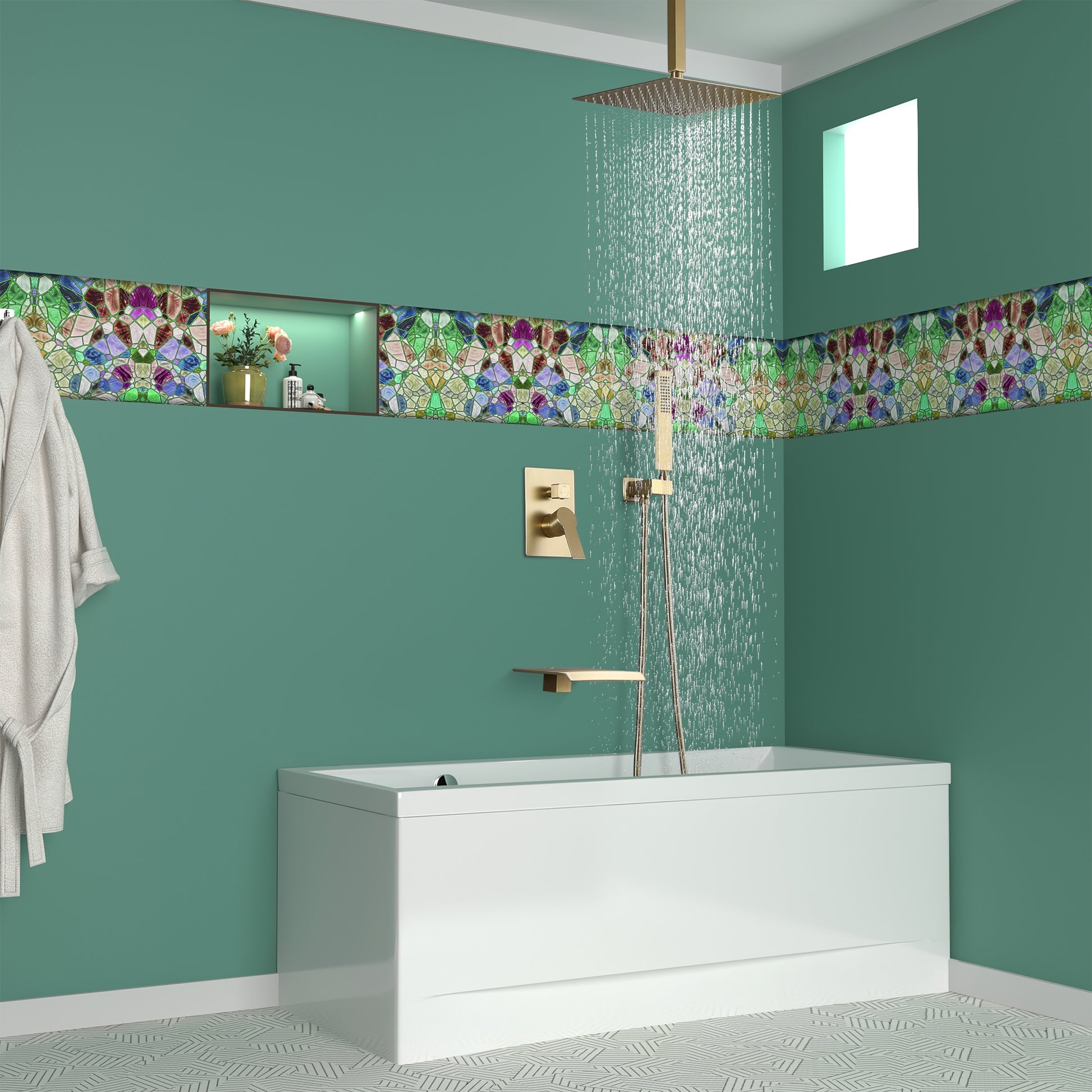 10-inch/12inch 3-Function Shower System With Bathtub Spout