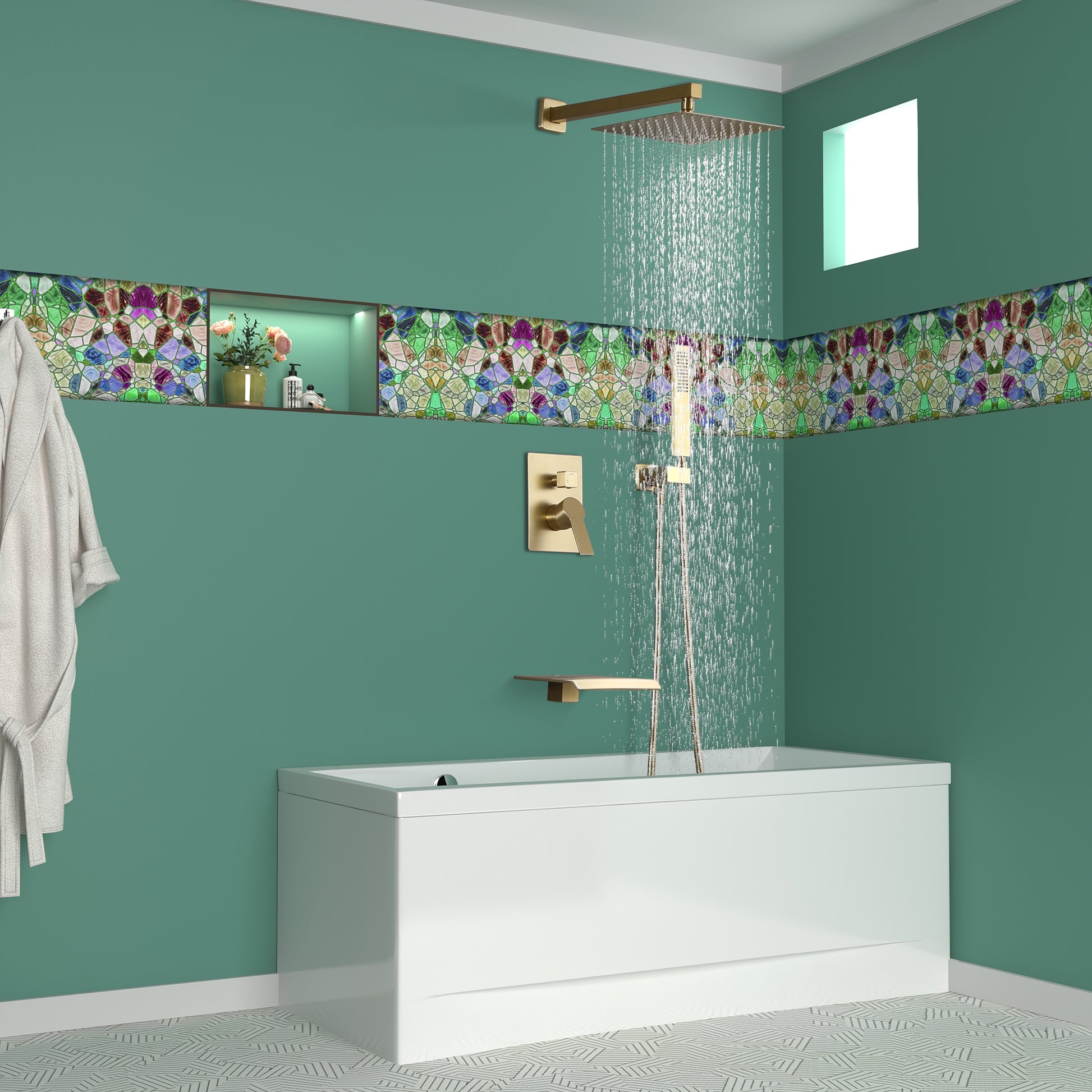 10-inch/12inch 3-Function Shower System With Bathtub Spout