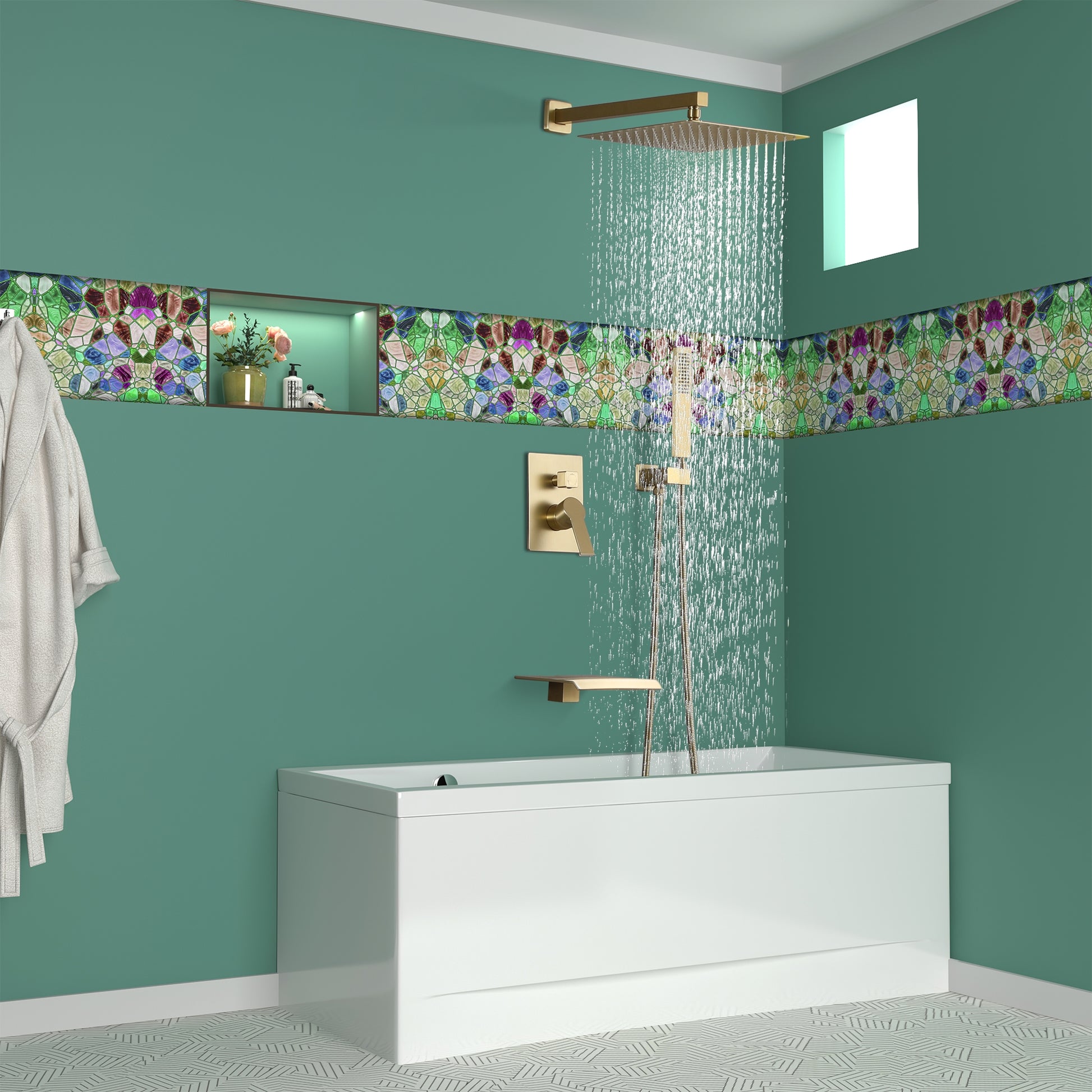 10-inch/12inch 3-Function Shower System With Bathtub Spout