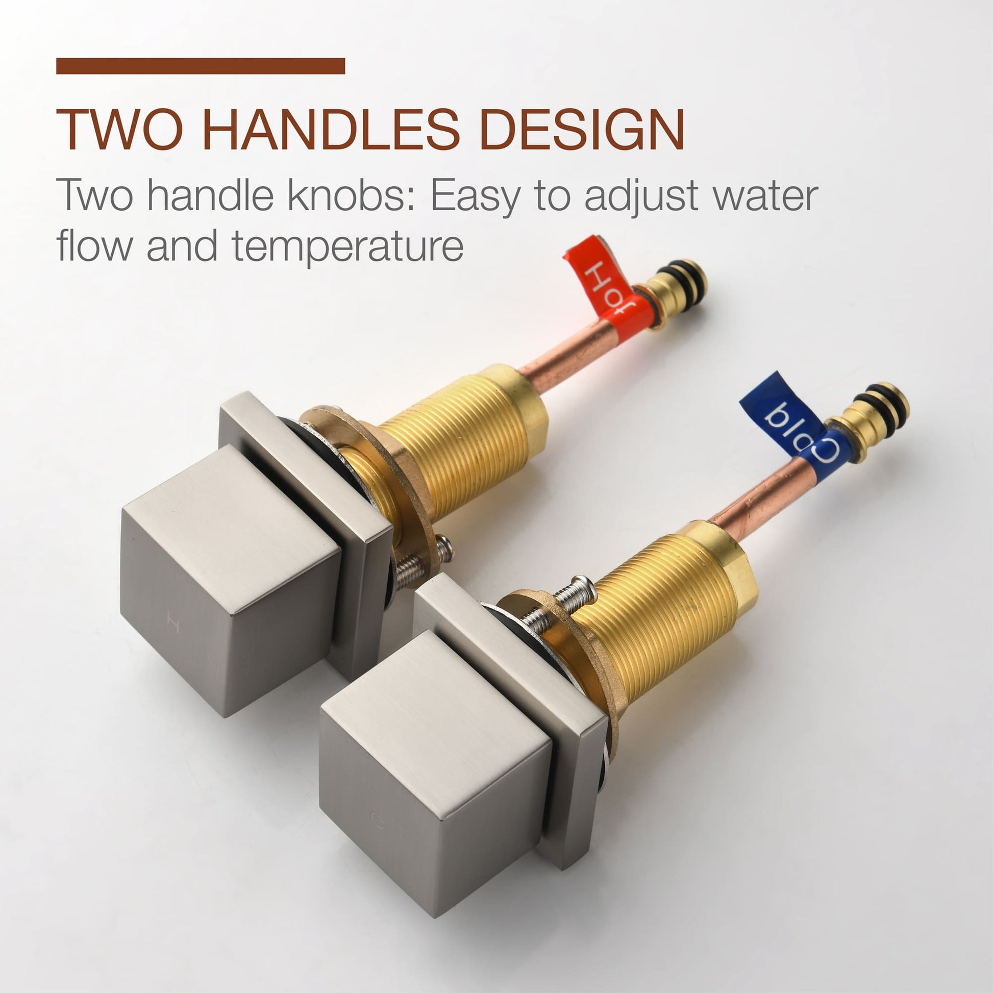 2-Handle Waterfall Bathroom Sink Faucet with Solid Brass Body and Zinc Handles