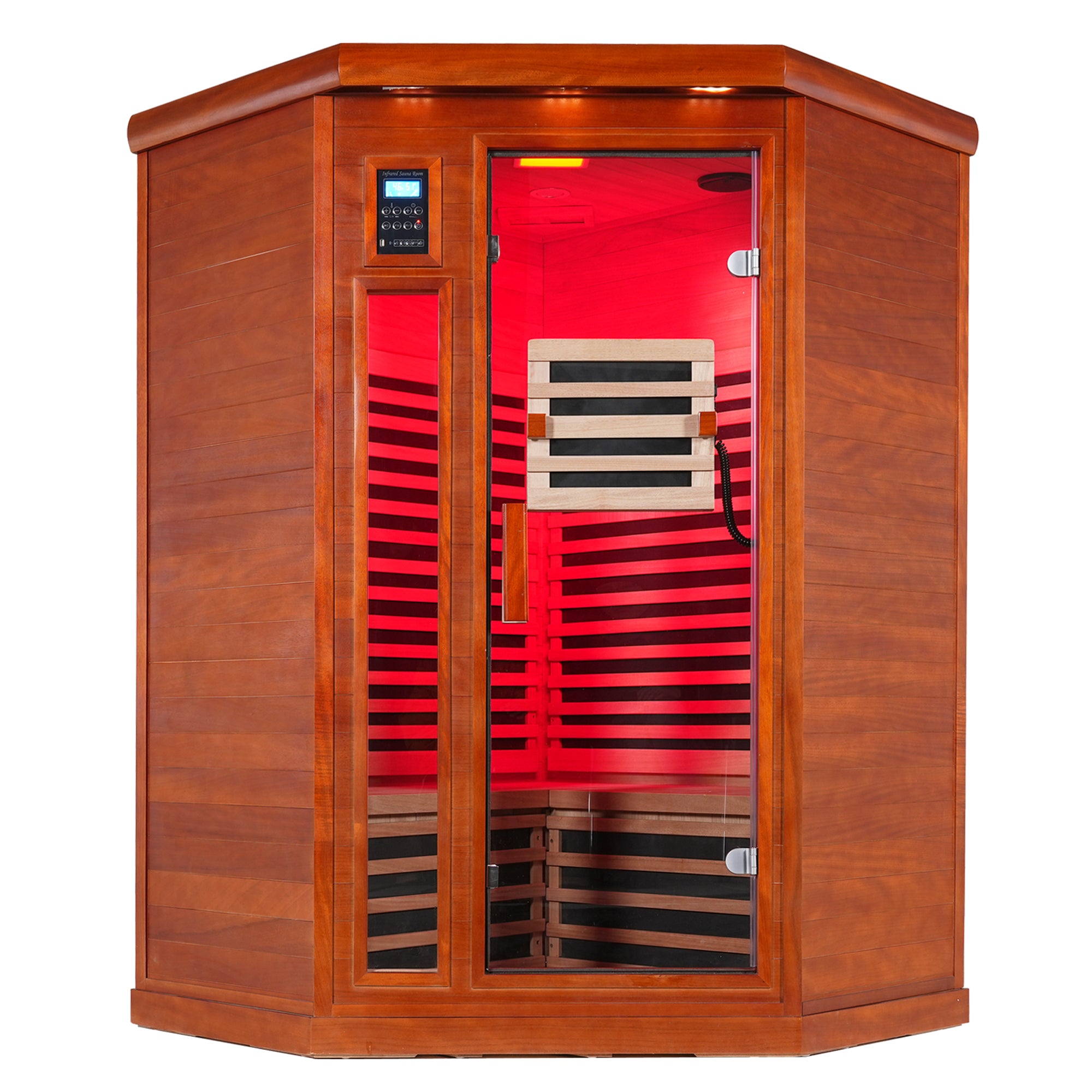 2-Person Far Infrared Corner Sauna Room Low EMF Red Sauna Therapy