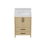 24"/36" Single Sink Bathroom Vanity with Light Natural Wood & Marble Top