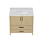24"/36" Single Sink Bathroom Vanity with Light Natural Wood & Marble Top