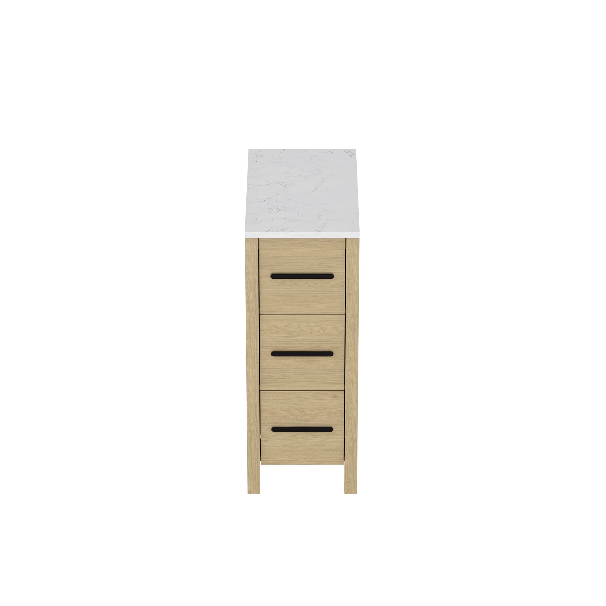 12" Corner Bathroom Vanity with Light Natural Wood & 3 Drawers