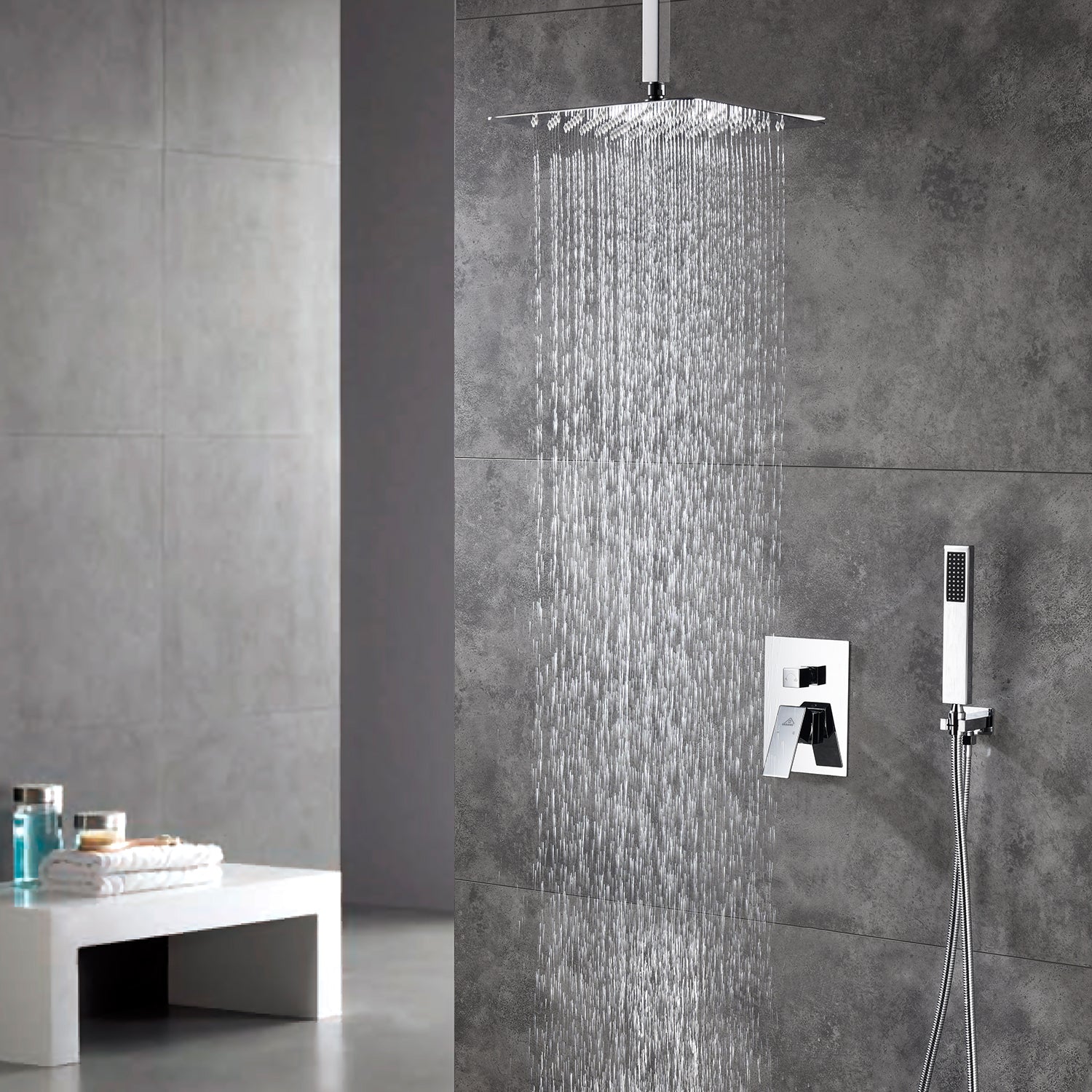 Casainc 2 Function 10" Ceiling Mount Dual Shower Heads Shower System In Black
