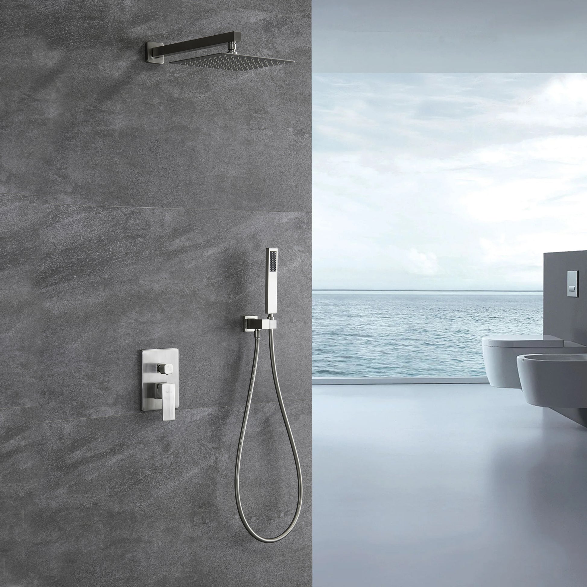 10-inch Wall Mounted Square Rainfall Shower System with Rough-in Valve