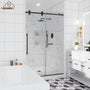 48"x76" Frameless Single Sliding Shower Door in Matte Black/Brushed Nickel/Chrome, Reversible Installation