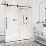 60"x76" Single Sliding Frameless Shower Door in Matte Black/Brushed Nickel/Chrome, 5/16" Thick Tempered Glass with SGCC Certification, Reversible Design