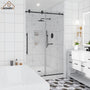 48"x76" Frameless Single Sliding Shower Door in Matte Black/Brushed Nickel/Chrome, Tempered Safety Glass and Reversible Installation