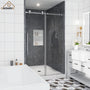 48"x76" Frameless Single Sliding Shower Door in Matte Black/Brushed Nickel/Chrome, Tempered Safety Glass and Reversible Installation