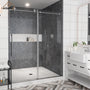 60"x76" Single Sliding Frameless Shower Door in Matte Black/Brushed Nickel/Chrome, Stainless Steel Wheels featuring an Anti-Skid Design