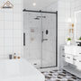 48"x76" Sleek Frameless Single Sliding Shower Door in Matte Black/Brushed Nickel/Chrome with Anti-jump Technology