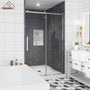 48"x76" Sleek Frameless Single Sliding Shower Door in Matte Black/Brushed Nickel/Chrome with Anti-jump Technology
