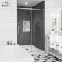 48"x76" Sleek Frameless Single Sliding Shower Door in Matte Black/Brushed Nickel/Chrome with Anti-jump Technology