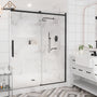 60"x76" Single Sliding Frameless Shower Door in Matte Black/Brushed Nickel/Chrome, Sleek Sliding Single Shower Enclosure Designed for Elegance