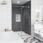 48"x76" Frameless Single Sliding Shower Door in Matte Black/Brushed Nickel/Chrome, Reversible Installation