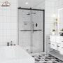 48"x76" Double Frameless Shower Door in Matte Black/Brushed Nickel/Chrome, Sliding Shower Enclosure with Rounded Corners Tempered Glass